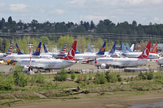 Boeing 737 Max stationnés. Source: https://en.wikipedia.org/wiki/Boeing_737_MAX_groundings
